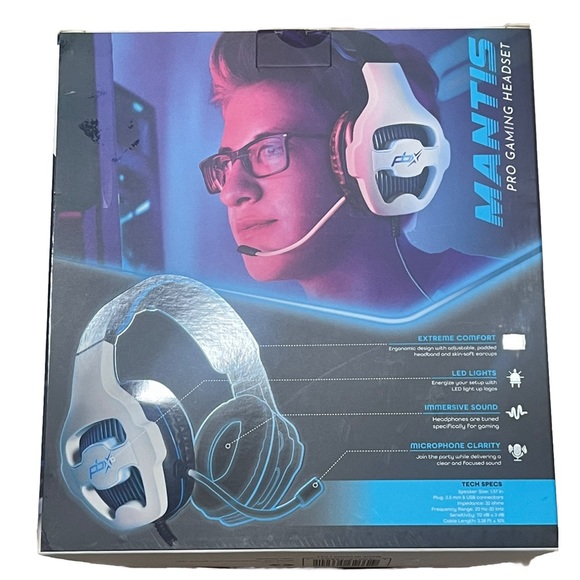 PBX Mantis Pro Gaming Headset White LED LIGHT MICROPHONE MULTI PLATFORM - Picture 4 of 5